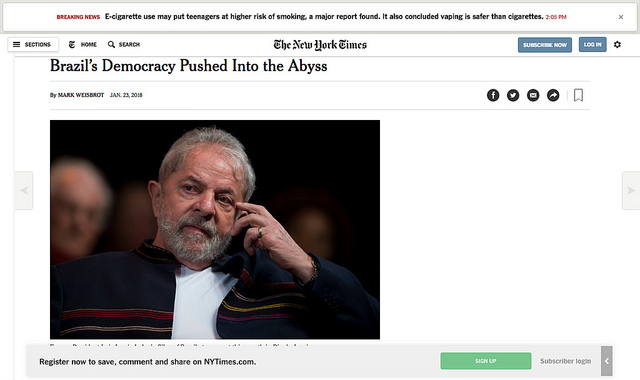 Democracia brasileira rumo ao abismo, diz artigo do NYT; veja destaque internacional